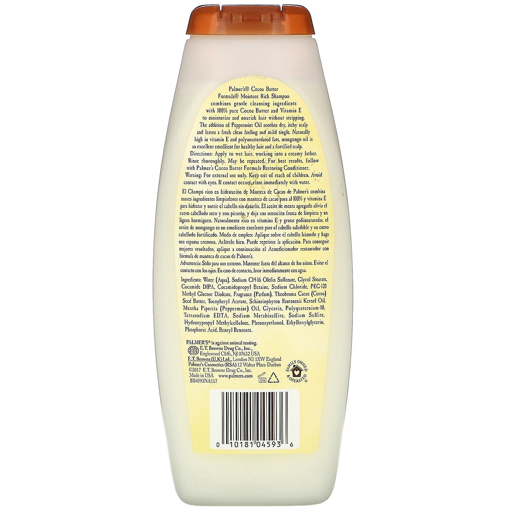 Palmer's, kakaosmørformel med vitamin E, fugtrig shampoo, 13,5 fl oz (400 ml)