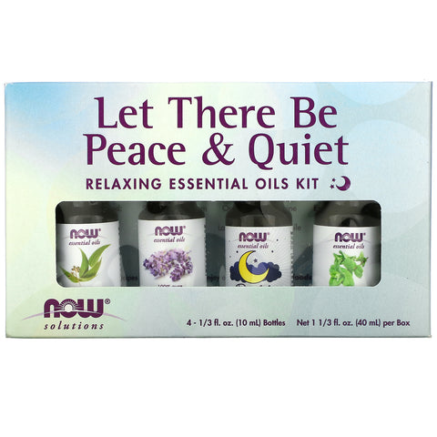 Now Foods, Let There Be Peace & Quiet, kit de aceites esenciales relajantes, 4 botellas, 1/3 fl oz (10 ml) cada una