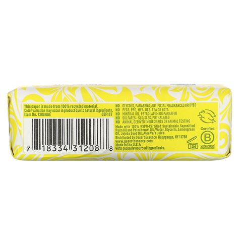 Desert Essence, barra de jabón, hierba de limón, 5 oz (142 g)