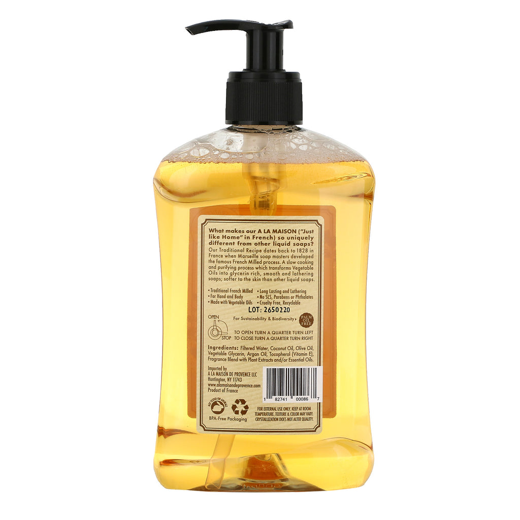 A La Maison de Provence, Hand & Body Liquid Soap, Honeysuckle, 16.9 fl oz (500 ml)