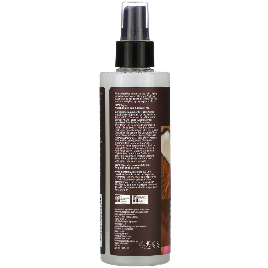 Desert Essence, Coconut Hair Defrizzer &amp; Heat Protector, 8,5 fl oz (237 ml)