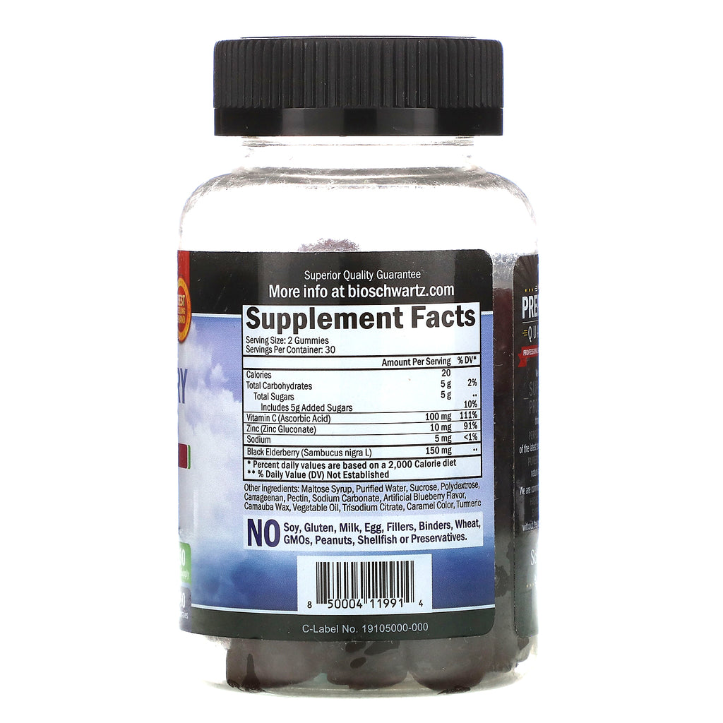 BioSchwartz, Advanced Formula Hyldebærgummi med zink og C-vitamin, 60 Gummies