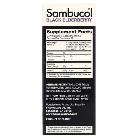 Sambucol, sort hyldebærsirup, til børn, bærsmag, 4 fl oz (120 ml)