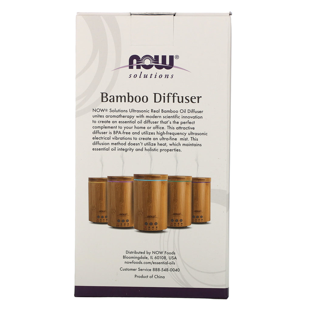 Now Foods, Solutions, Difusor de aceite ultrasónico Real Bamboo, 1 difusor