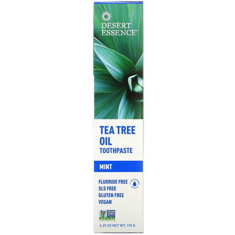 Desert Essence, pasta de dientes con aceite de árbol de té, menta, 6,25 oz (176 g)