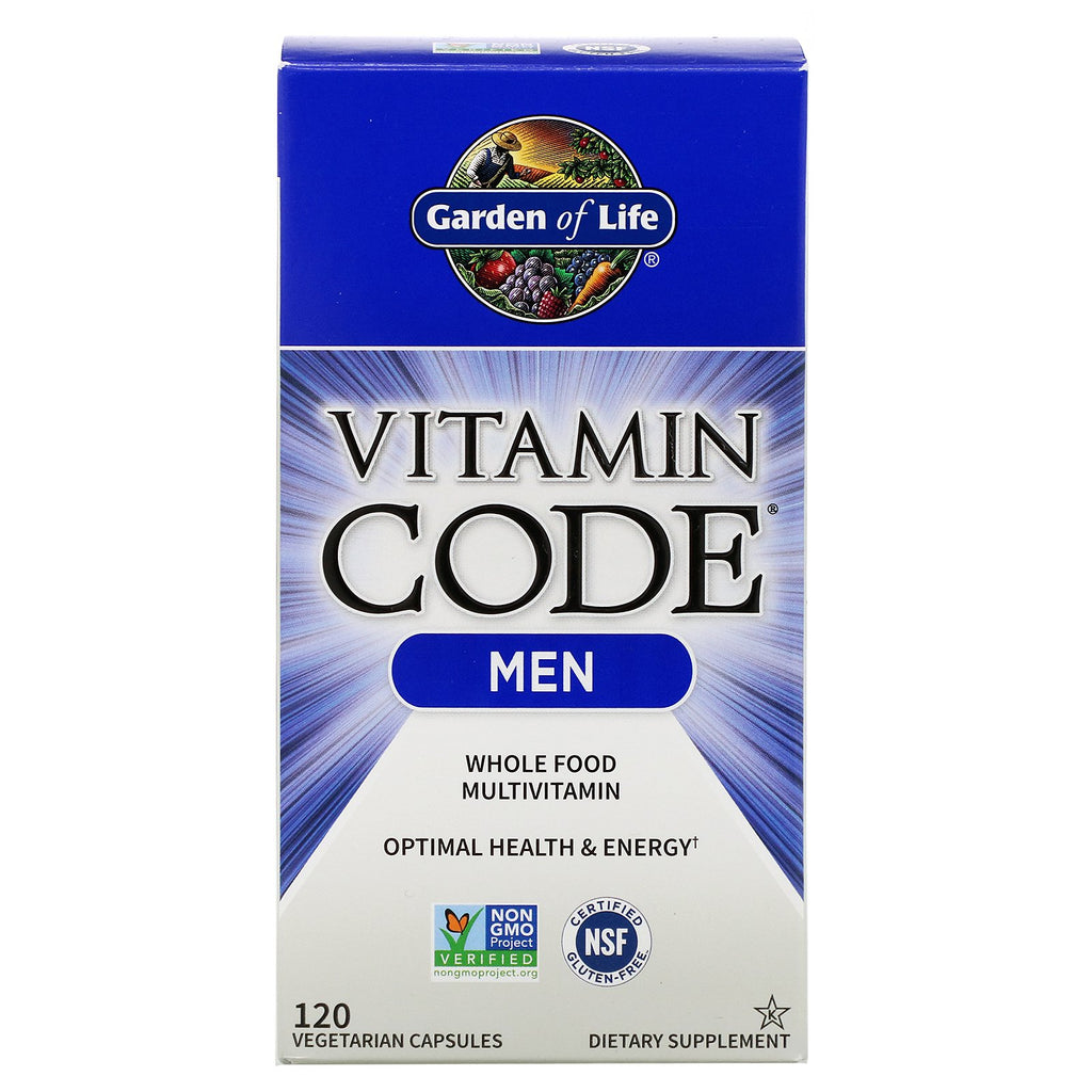 Garden of Life, Vitamin Code, multivitamina de alimentos integrales para hombres, 120 cápsulas vegetarianas