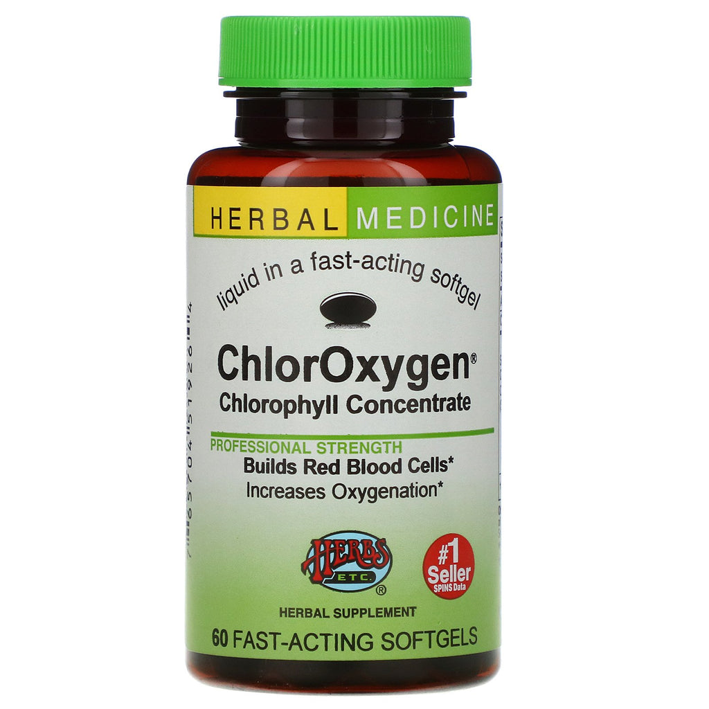 Herbs Etc., ChlorOxygen, Chlorophyll Concentrate, 60 Fast-Acting Softgels