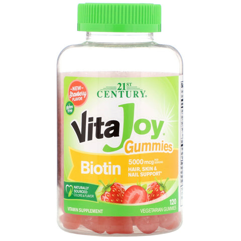 21st Century, VitaJoy Biotin Gummies, Strawberry Flavor, 5,000 mcg, 120 Vegetarian Gummies