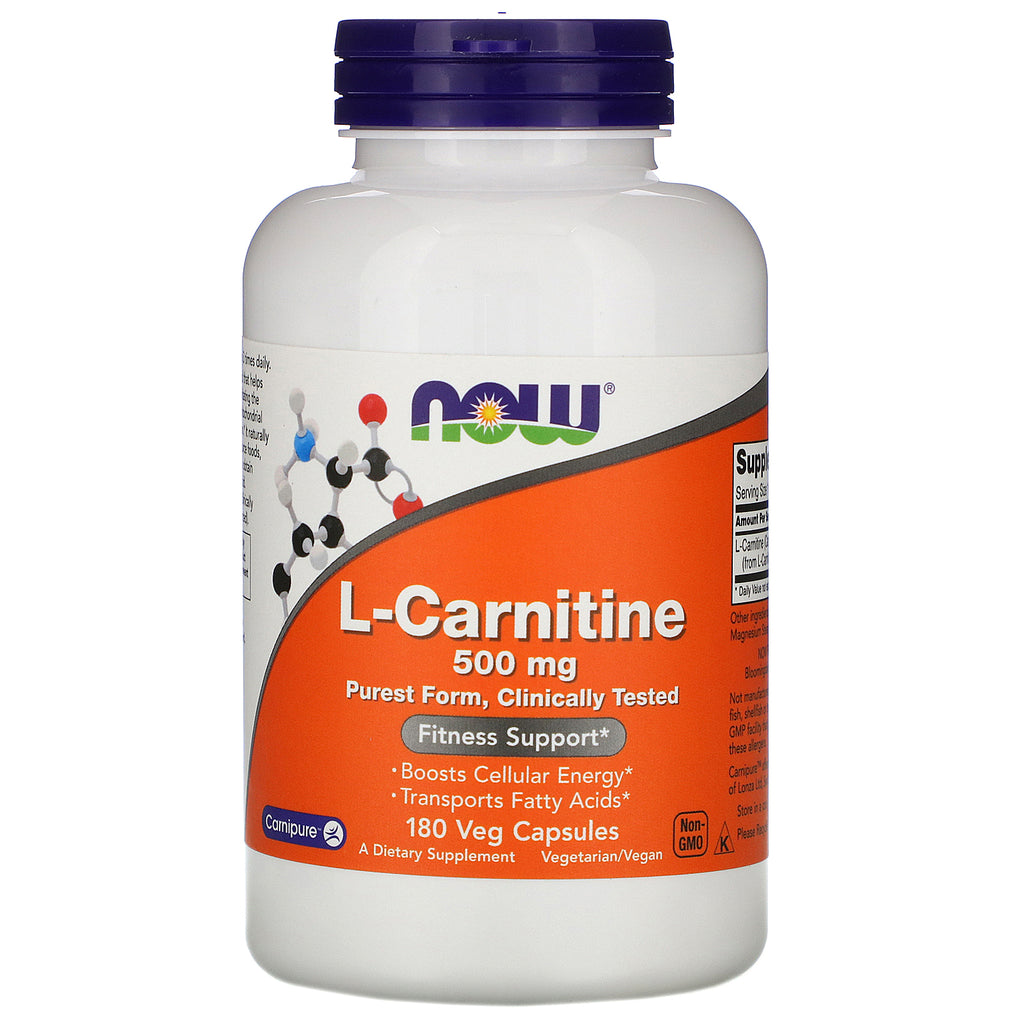 Now Foods, L-Carnitine, 500 mg, 180 Veg Capsules