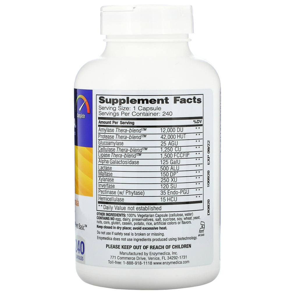 Enzymedica, Digest Complete Enzyme Formula, 240 kapsler