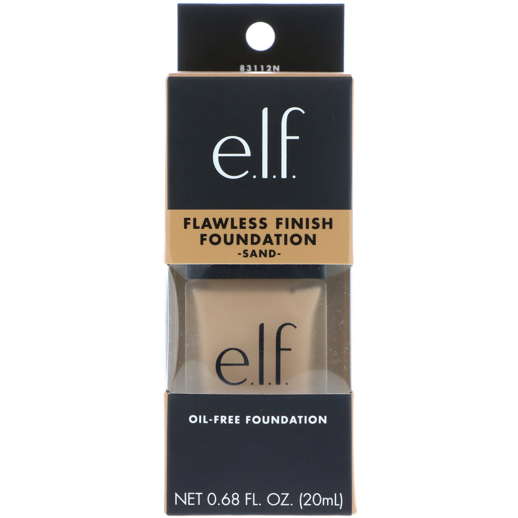 ELF, Base de maquillaje Flawless Finish, sin aceite, arena, 20 ml (0,68 oz. líq.)