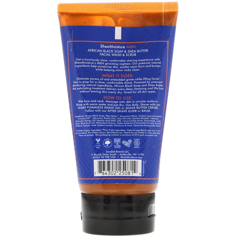 SheaMoisture, Men, Facial Wash & Scrub, African Black Soap & Shea Butter, 4 fl oz (118 ml)