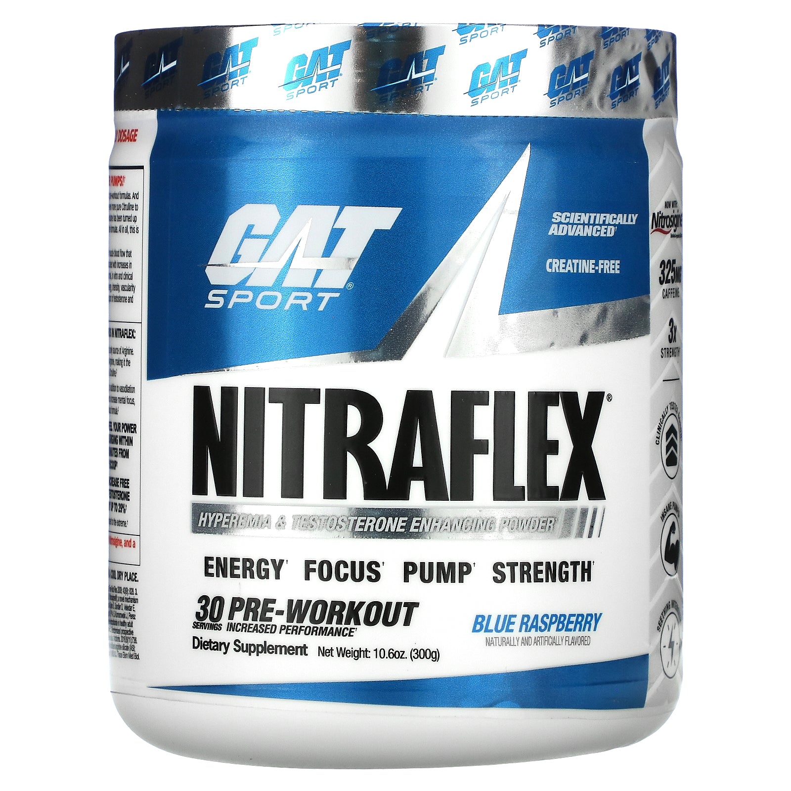 GAT, Sport, NITRAFLEX, Blue Raspberry, 10.6 oz (300 g)