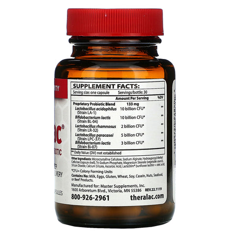 Master Supplements, Theralac, probiótico de amplio espectro, 30 cápsulas