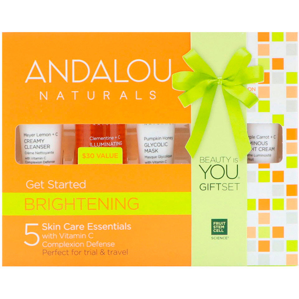 Andalou Naturals, Kom godt i gang med at lysne, Skin Care Essentials, 5-delt sæt