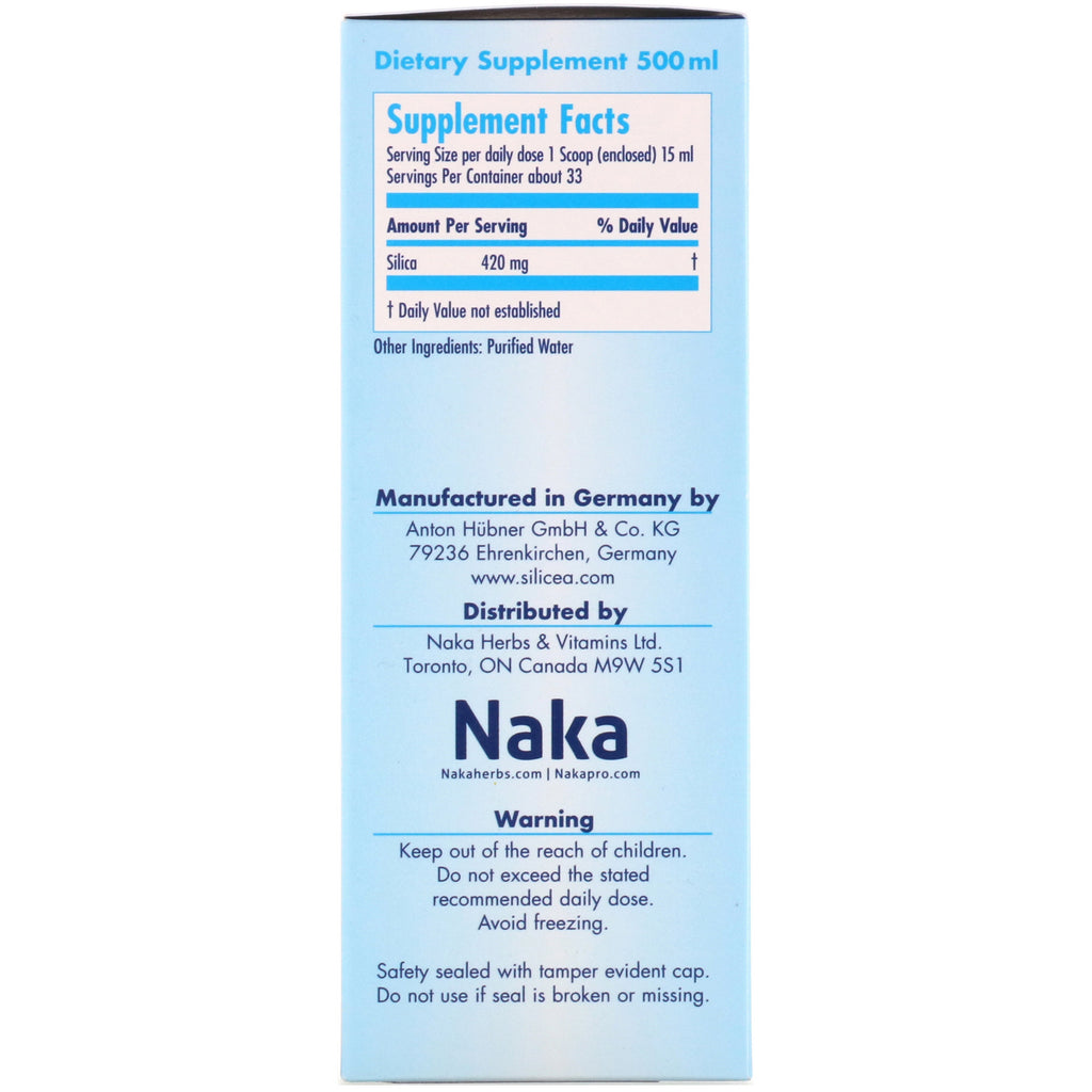 Naka Herbs &amp; Vitamins Ltd, Hubner, gel de sílice original, 17 fl oz (500 ml)