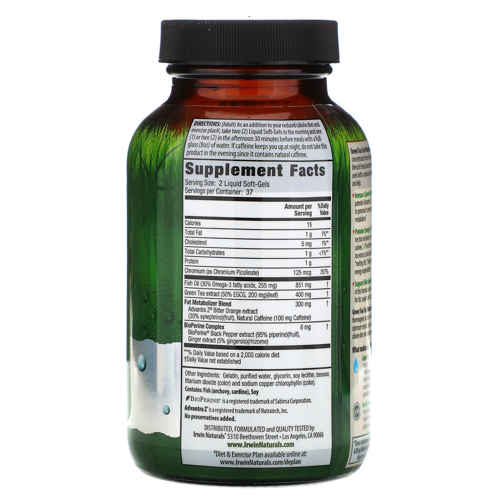 Irwin Naturals, Green Tea Fat Metabolizer, 75 Liquid Soft-Gels