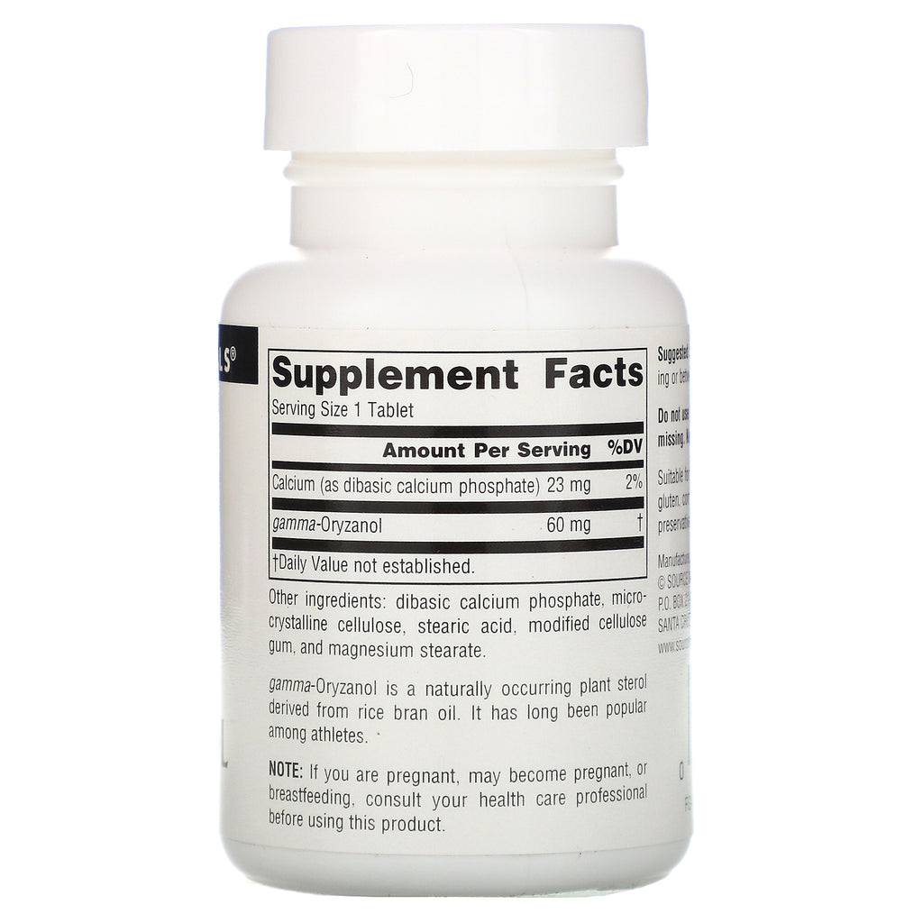 Source Naturals, Athletic Series, Gamma Orizanol, 60 mg, 100 tabletas