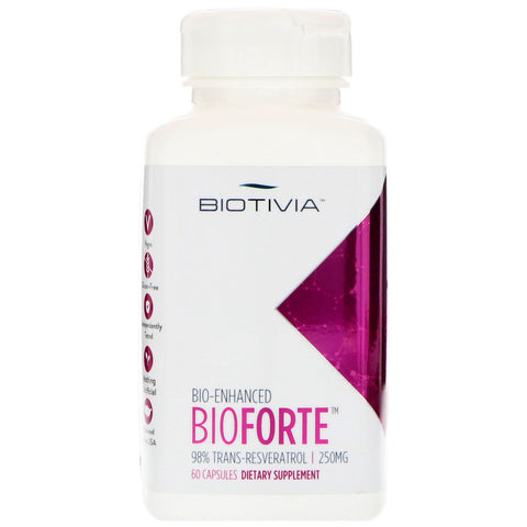 Biotivia, Bioforte, 98% Trans-Resveratrol, 250 mg, 60 Capsules