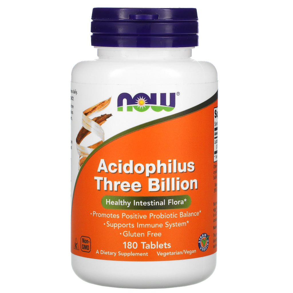 Now Foods, Stabilized Acidophilus Three Billion, 180 Tablets