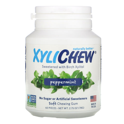 Xylichew, Sweetened with Birch Xylitol, Peppermint, 60 Pieces, 2.75 oz (78 g)