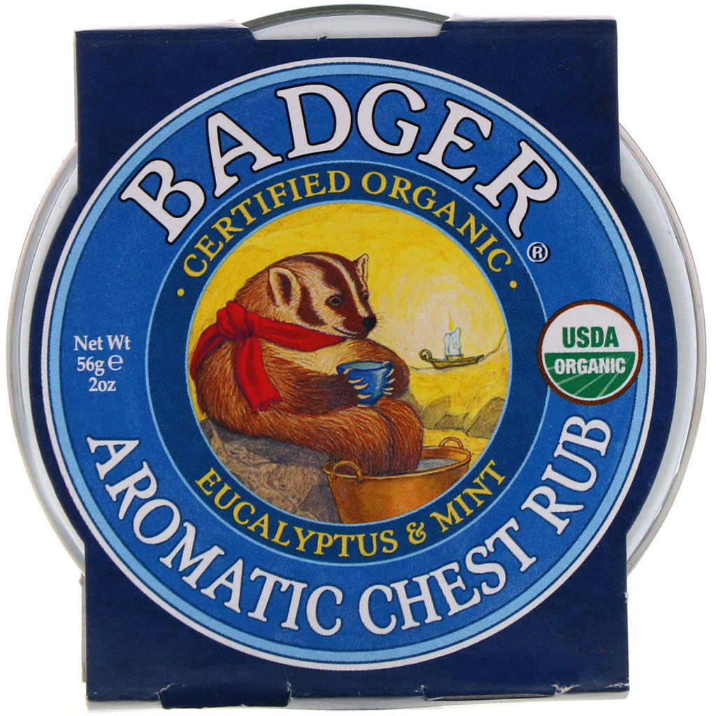 Badger Company, Aromatic Chest Rub, Eucalyptus &amp; Mint, 2 oz (56 g)
