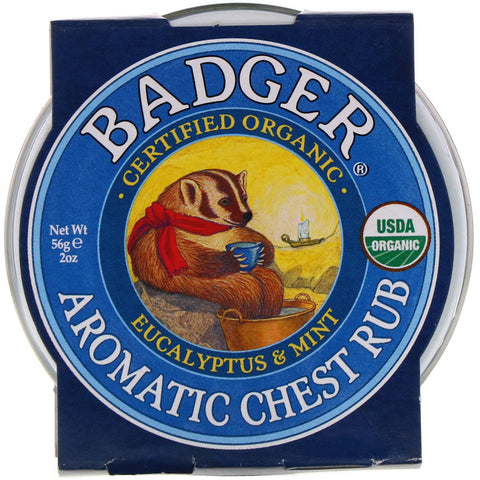 Badger Company, Masaje aromático para el pecho, eucalipto y menta, 2 oz (56 g)
