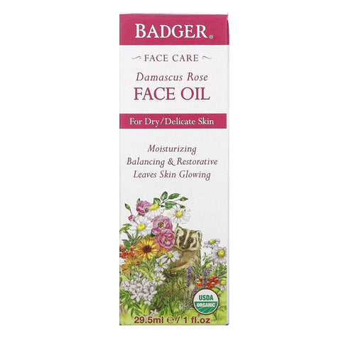 Badger Company, Cuidado facial, aceite facial de rosa de Damasco, 29,5 ml (1 oz. líq.)