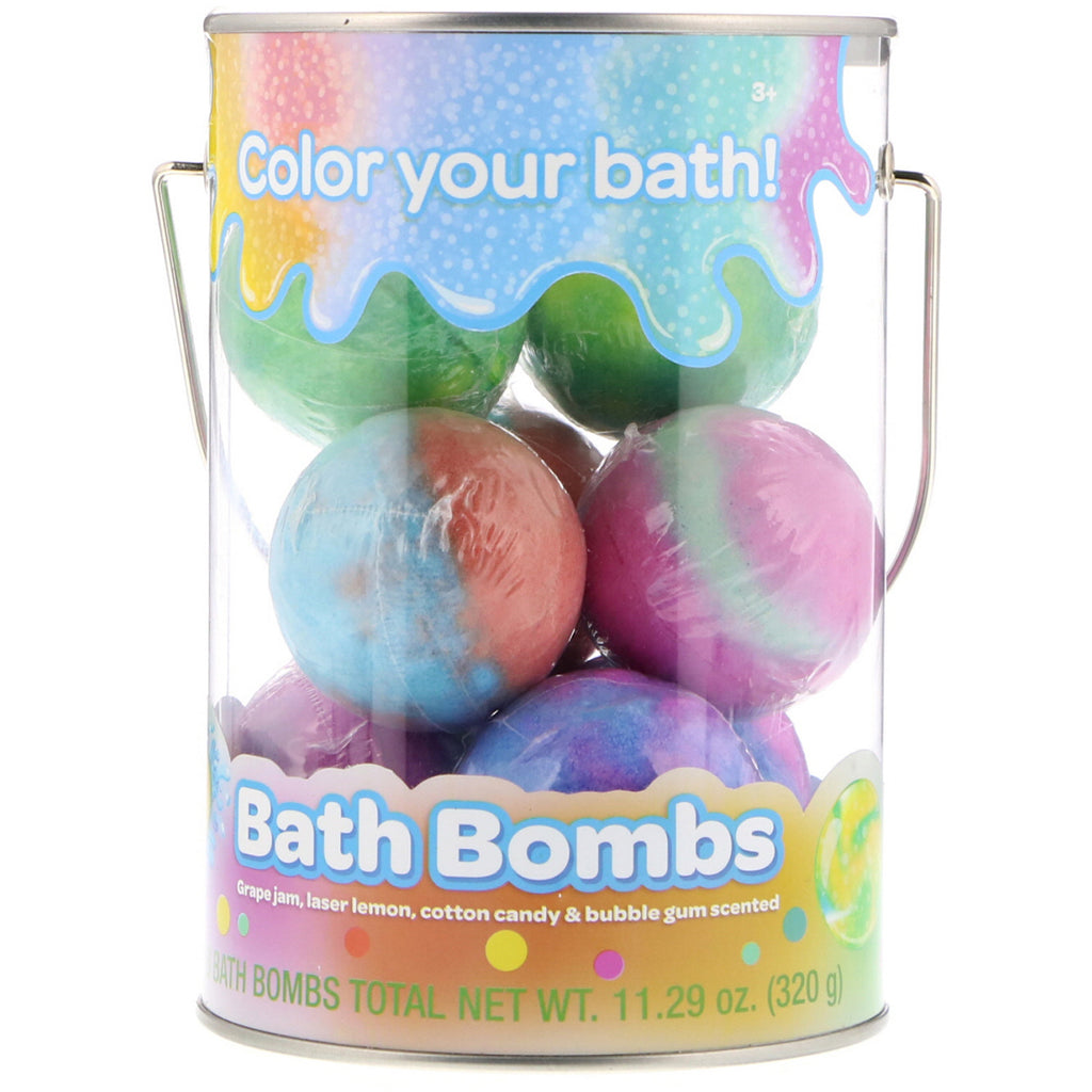 Crayola, Bath Bombs, Grape Jam, Laser Lemon, Cotton Candy & Bubble Gum Scented, 8 Bath Bombs, 11.29 oz (320 g)