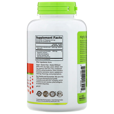 NutriBiotic, Inmunidad, ácido ascórbico con bioflavonoides, polvo cristalino, 8 oz (227 g)