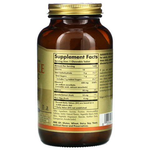 Solgar, Vitamina C masticable, Naranja natural, 90 tabletas masticables