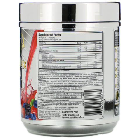 Muscletech, MyoBuild 4X Amino-BCAA, Fruit Punch Blast, 11.71 oz (332 g)