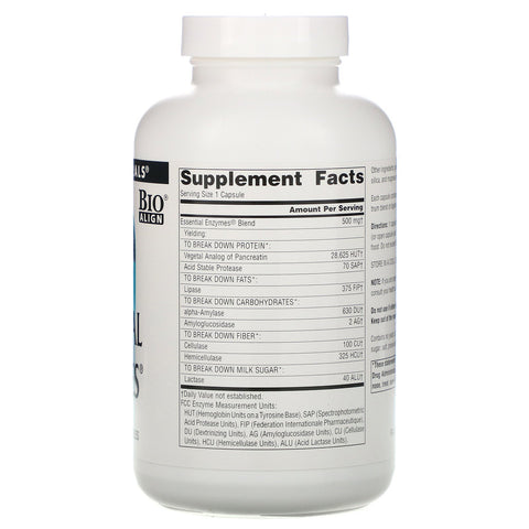 Source Naturals, daglige essentielle enzymer, 500 mg, 240 kapsler