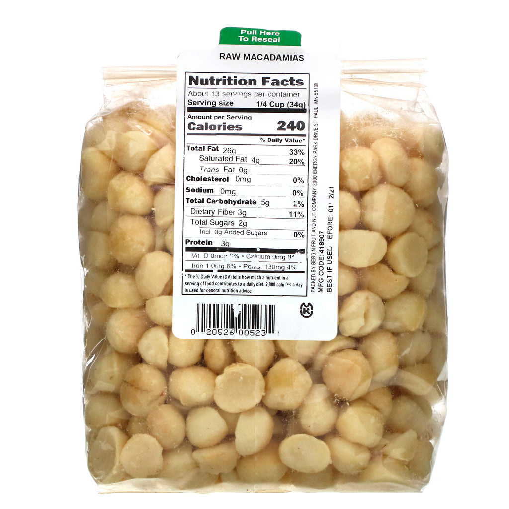Bergin Fruit and Nut Company, Raw Macadamia, 16 oz (454 g)