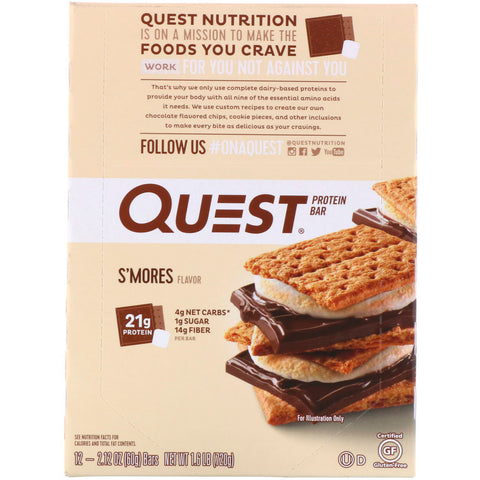 Quest Nutrition, Proteinbar, S'mores, 12 barer, 2,12 (60 g) hver