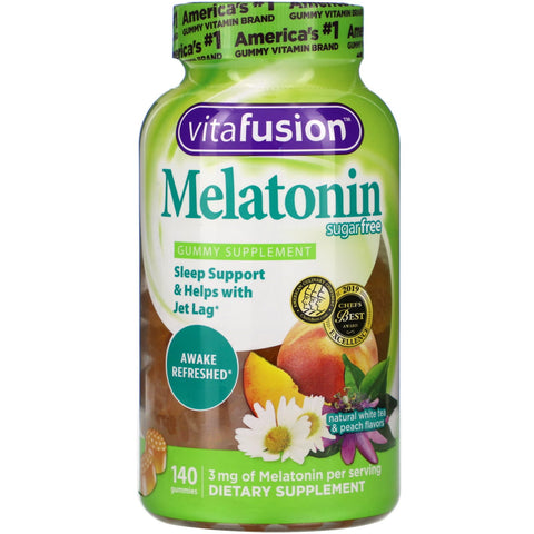 VitaFusion, Melatonin, Sugar Free, Natural White Tea & Peach Flavors, 140 Gummies