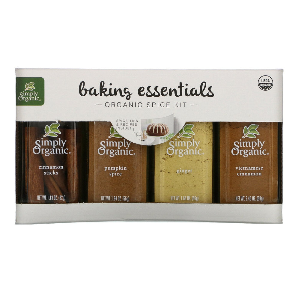 Simply, Baking Essentials, kit de especias, paquete variado, 4 especias