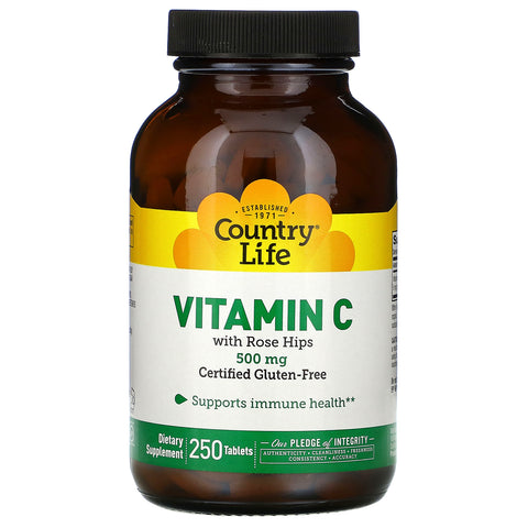 Country Life, Vitamin C with Rose Hips, 500 mg, 250 Tablets