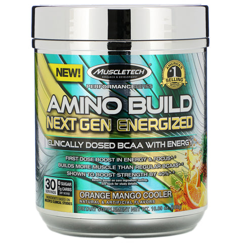 Muscletech, Amino Build Next Gen Energized, Orange Mango Cooler, 10.09 oz (286 g)