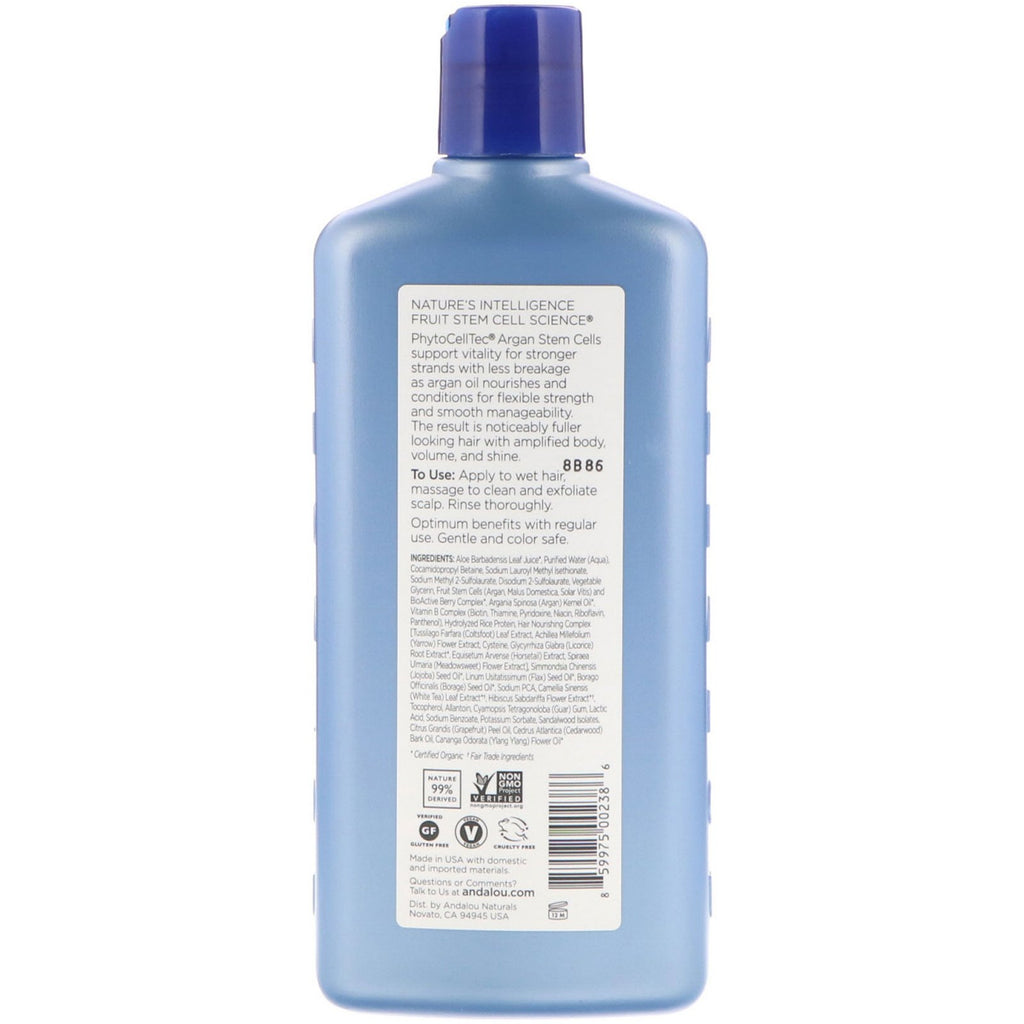 Andalou Naturals, Shampoo, Aldershæmmende, Til tyndere hår, Argan-stamcelle, 11,5 fl oz (340 ml)