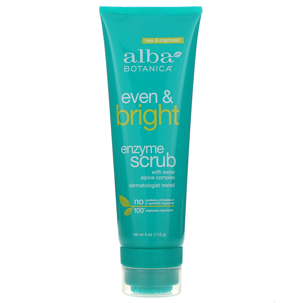 Alba Botanica, Even & Bright, Enzyme Scrub with Swiss Alpine Complex, 4 oz (113 g)