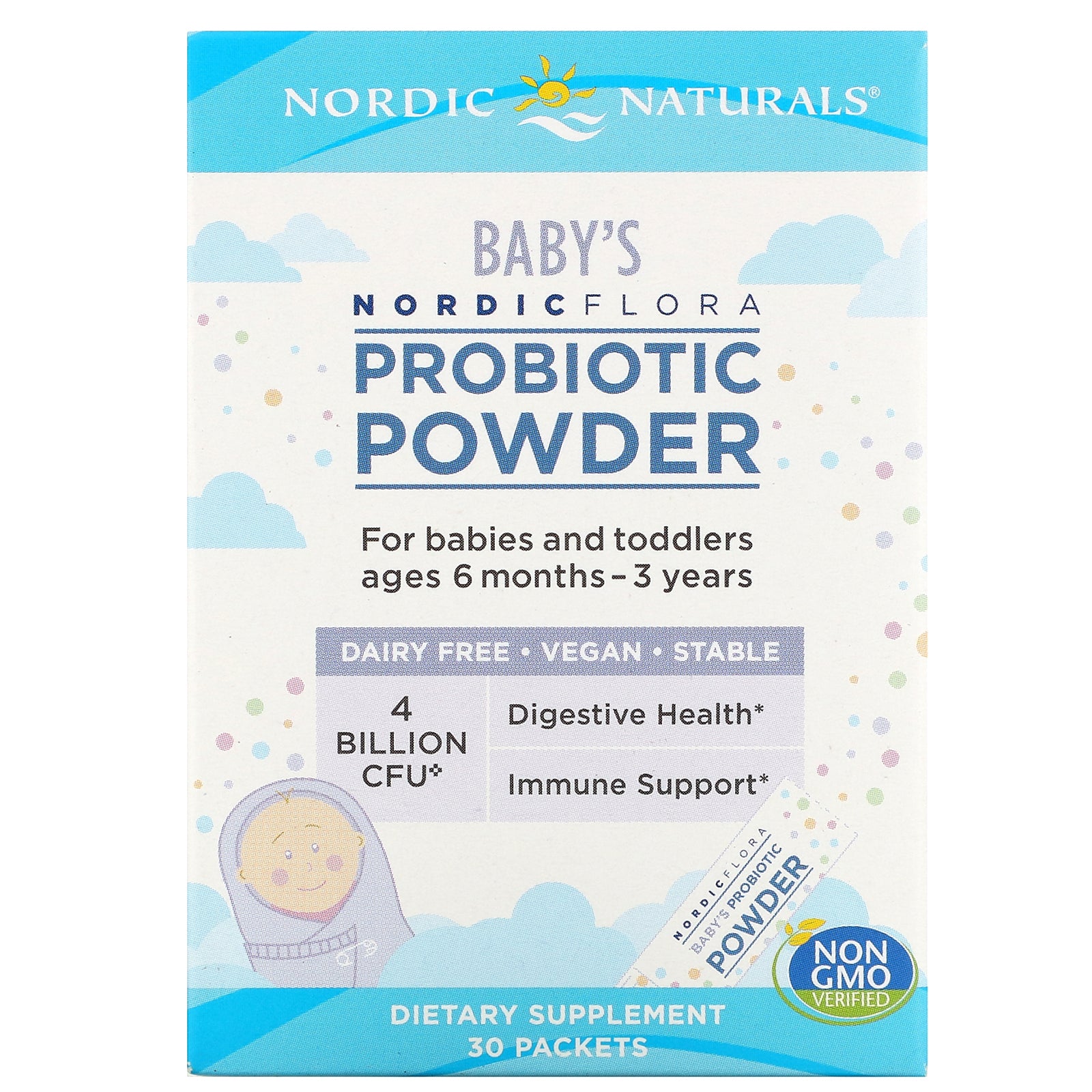 Nordic Naturals, Nordic Flora Baby's Probiotic Powder, Ages 6 Months - 3 Years, 4 Billion CFU, 30 Packets
