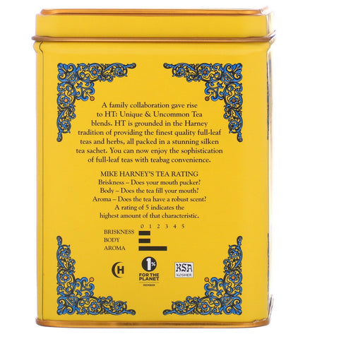 Harney & Sons, Mezcla de té HT, amarillo y azul, manzanilla y lavanda, sin cafeína, 20 sobres, 40 g (1,4 oz)