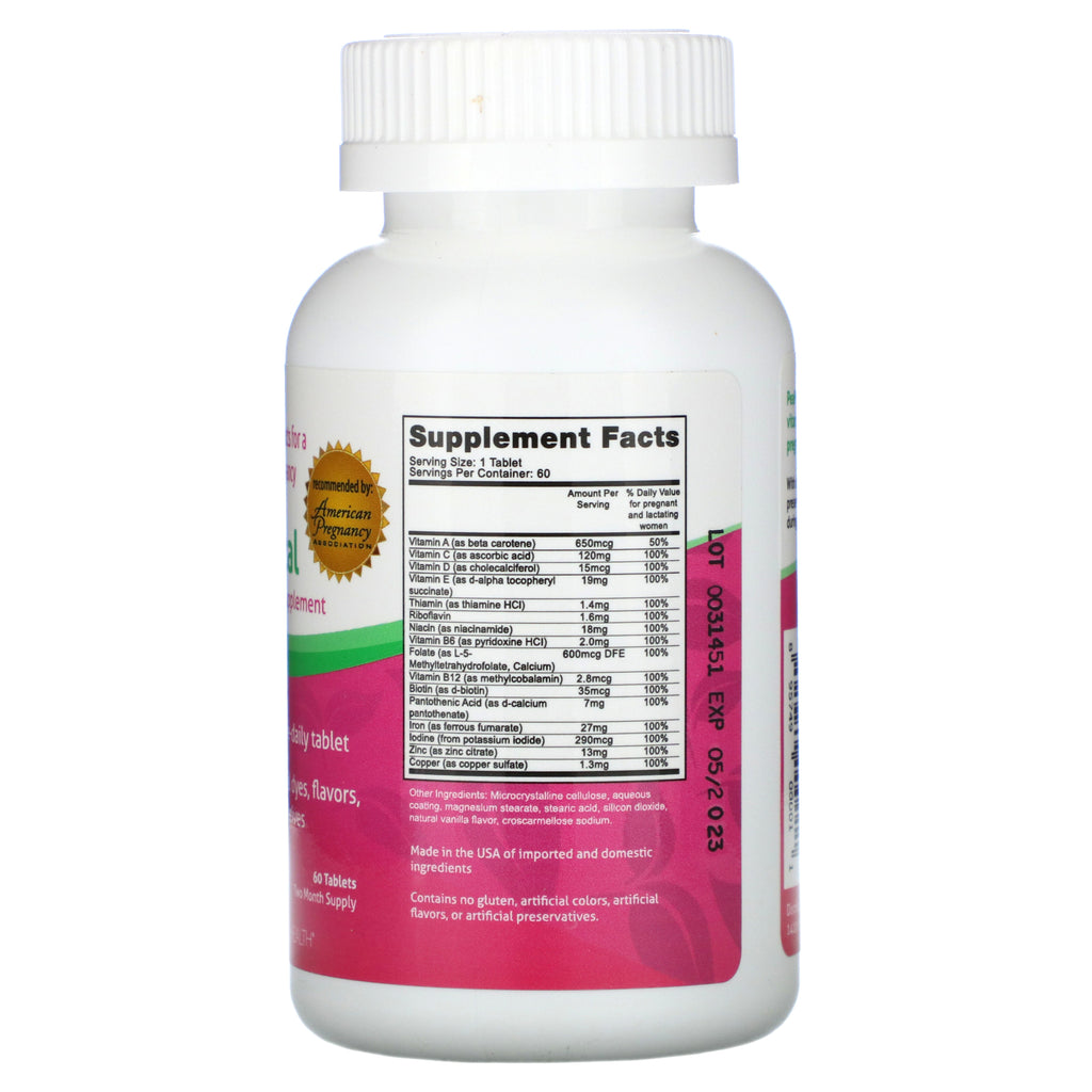 Fairhaven Health, Peapod, prænatalt multivitamintilskud, 60 tabletter