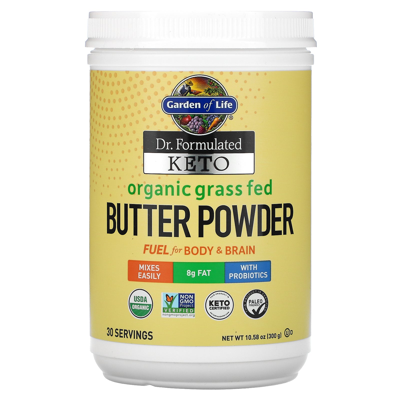 Garden of Life, Dr. Formulated Keto, Organic Grass Fed Butter Powder, 10.58 oz (300 g)