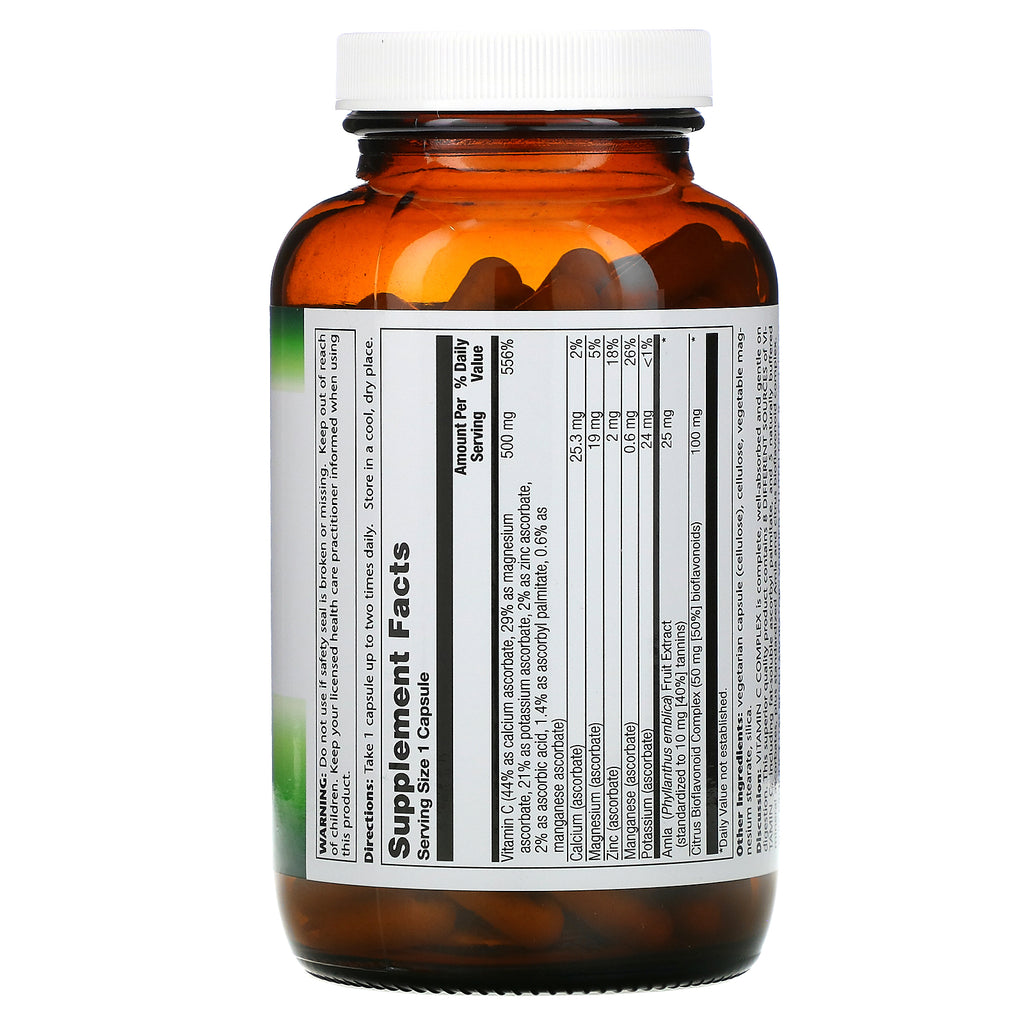 Pioneer Nutritional Formulas, Complejo de vitamina C, 500 mg, 180 cápsulas vegetarianas