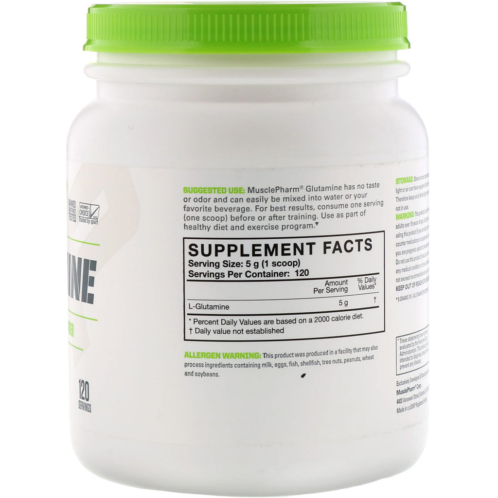 MusclePharm, Essentials, glutamina, sin sabor, 1,32 lbs (600 g)