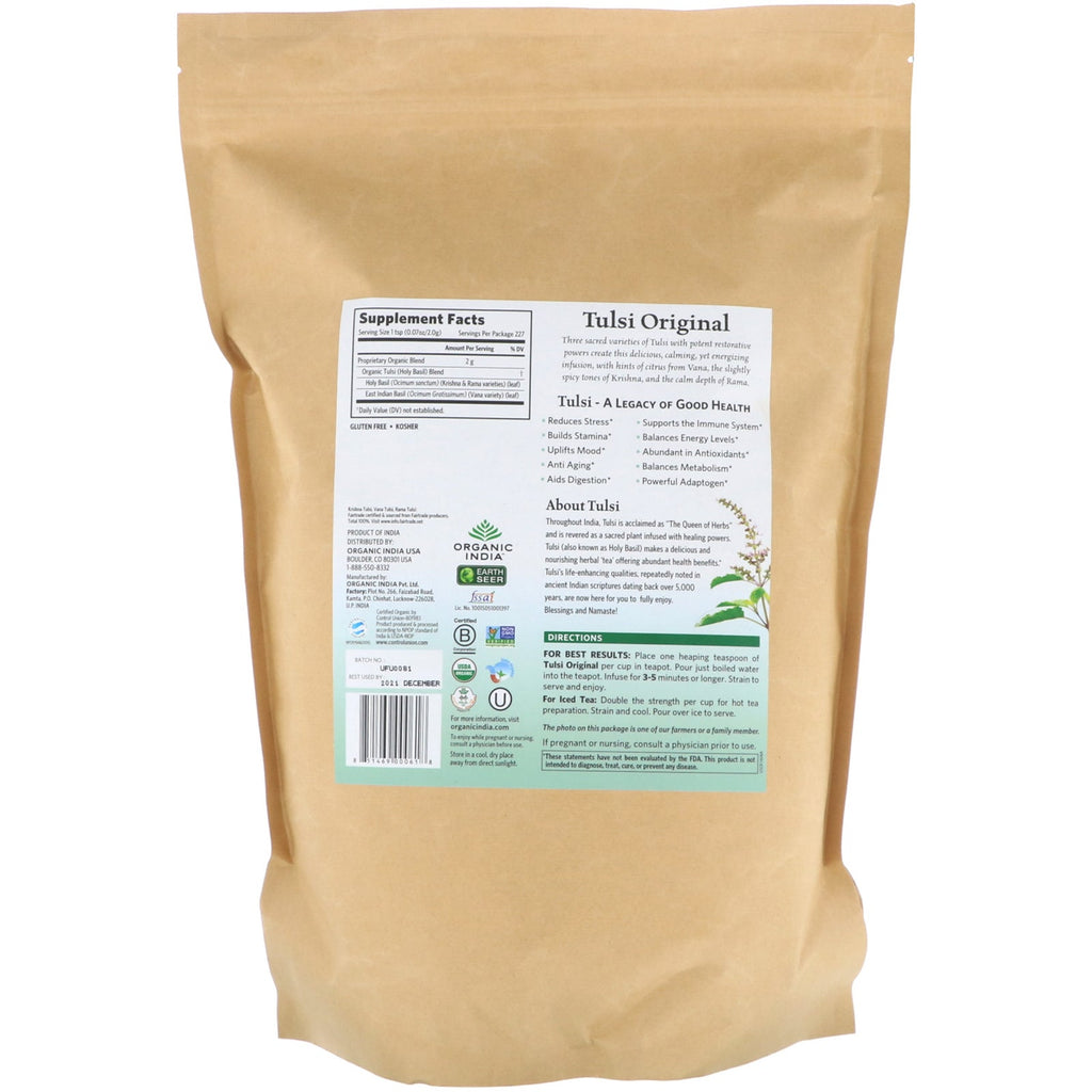 India, Tulsi Loose Leaf Tea, Original, Caffeine-Free, 16 oz (454 g)