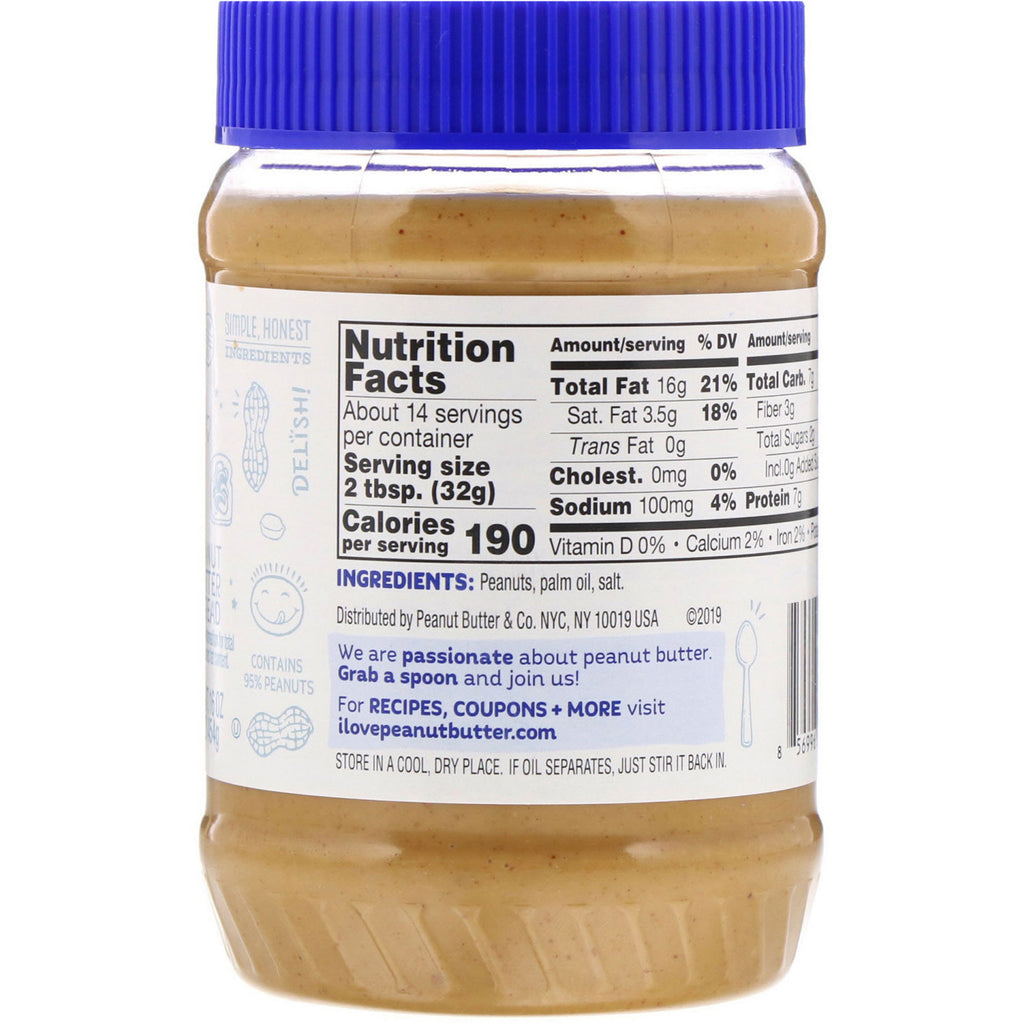 Peanut Butter &amp; Co., Simply Crunchy, Peanut Butter Spread, uden tilsat sukker, 16 oz (454 g)