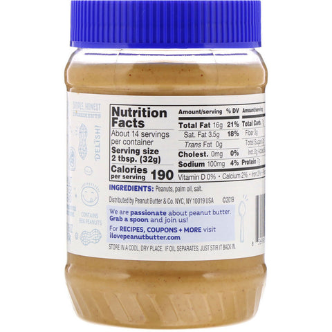 Peanut Butter & Co., Simply Crunchy, mantequilla de maní para untar, sin azúcar agregada, 16 oz (454 g)